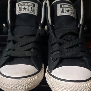 Converse black and white mid top juniors size 1